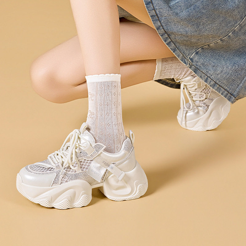 厚底增高老爹鞋女款2026夏季新款网面透气百搭鞋子女鞋薄款运动鞋图片