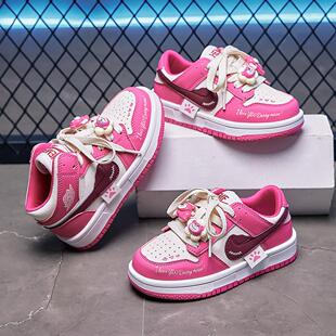 女童草莓熊鞋子2025春秋新款儿童板鞋男童运动街舞鞋软底休闲潮