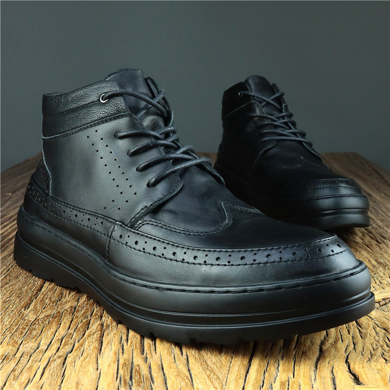 高端孤品男皮靴冬季加绒保暖棉鞋捡漏头层牛皮广州复古工艺缝线鞋,流行男鞋,高帮鞋,淘宝优惠券,粉丝福利购,淘宝优惠卷