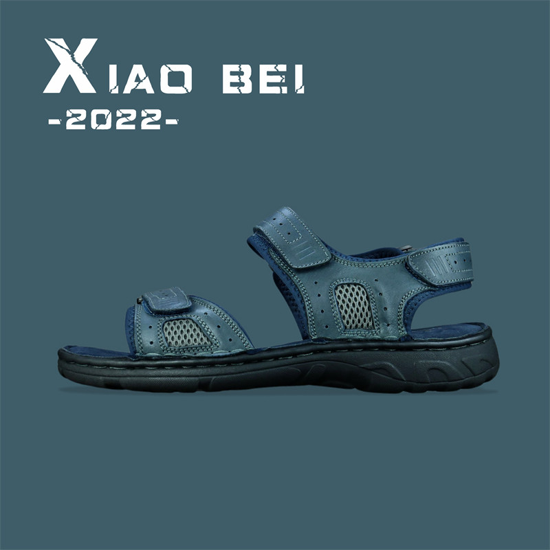 4445码外贸固特异缝线沙滩鞋头层牛皮罗马风休闲出口男鞋真皮凉鞋