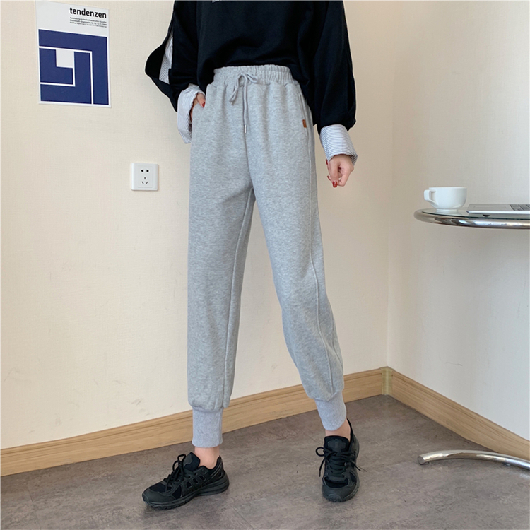 Real shot ~ real price no less autumn and winter new style thickened drawstring elastic waist Harem Pants sports pants