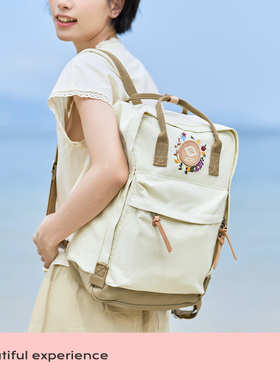 CANVAS REPUBLIC帆布共和国双肩包女文艺小清新刺绣学生书包防泼水大容量