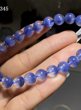 天然蓝线聚宝盆手链蓝发随型手串