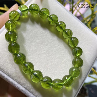 天然精品玻璃体橄榄石手链橄榄原石水晶手串女款水晶饰品礼物