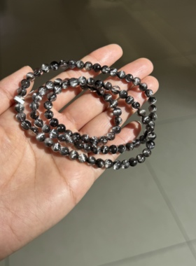 高级别银钛晶多圈黑银钛手串女士水晶手链项链