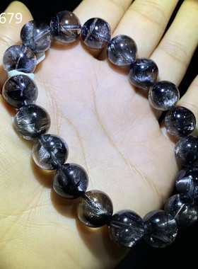 天然毕业级满钛黑银钛水晶手链