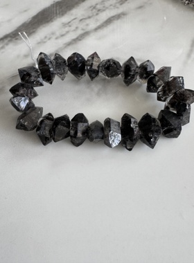 天然黑闪灵钻水晶原石手链女款单圈手串饰品礼物送女友闺蜜水晶