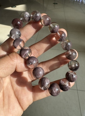 天然稀有紫幽灵手链水晶手链礼盒包装可送人香芋紫水晶