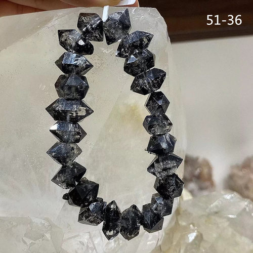 天然黑色闪灵钻原石水晶手链