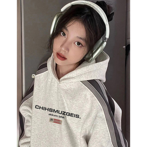 秋冬连帽卫衣慵懒感美式