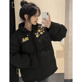 初中生黑色90白鸭绒羽绒服女冬季新款设计感减龄可爱加厚保暖外套