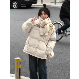 小个子初中生90白鸭绒羽绒服女冬季可爱减龄设计感小众加厚外套潮