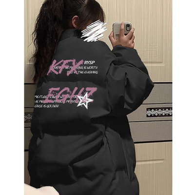 韩系90白鸭绒印花羽绒服