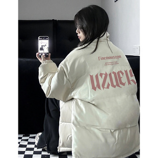 美式夹棉pu皮棉衣棉服女款冬季新款加厚棉袄情侣休闲面包服外套潮