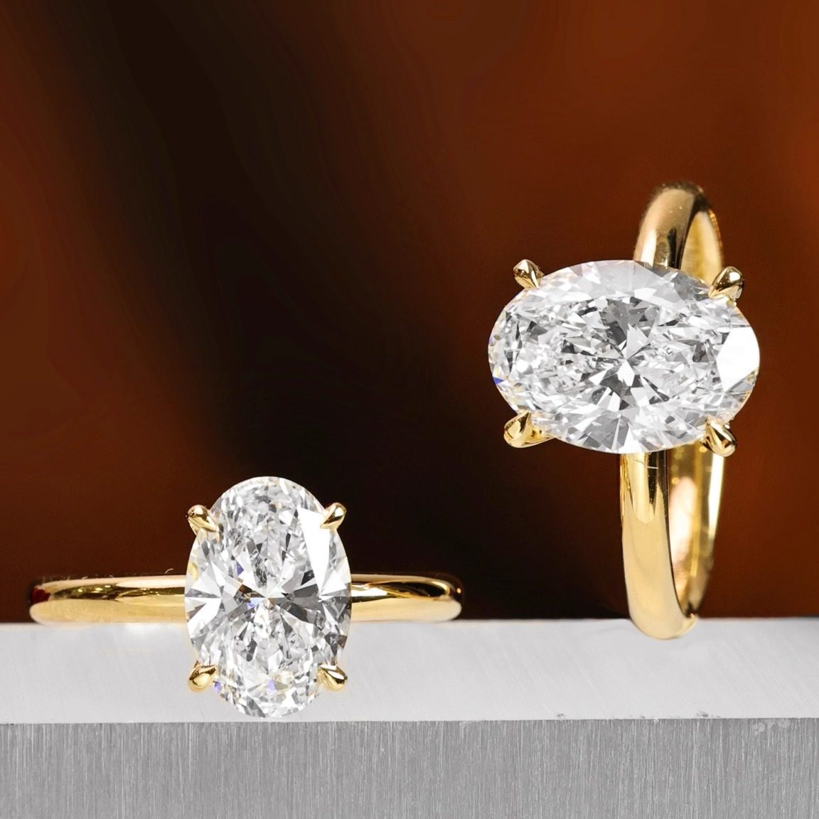 星岸珠宝18K黄金培育钻石戒指2克拉IGI人造钻克拉椭圆蛋形钻戒