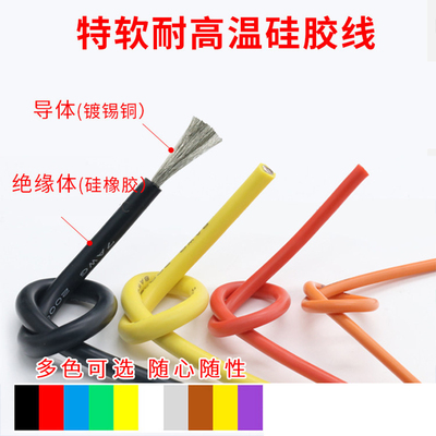 特软硅胶线13awg 耐高温2.5平方软电线 0.08mm超微航模导线连接线