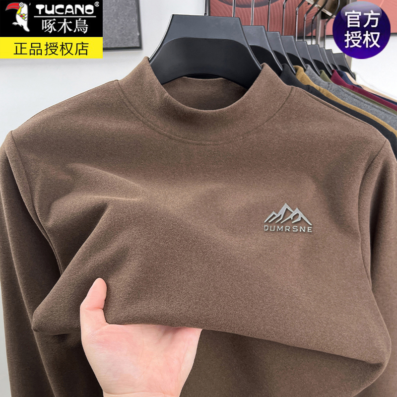 啄木鸟男士高端德绒印花长袖t恤