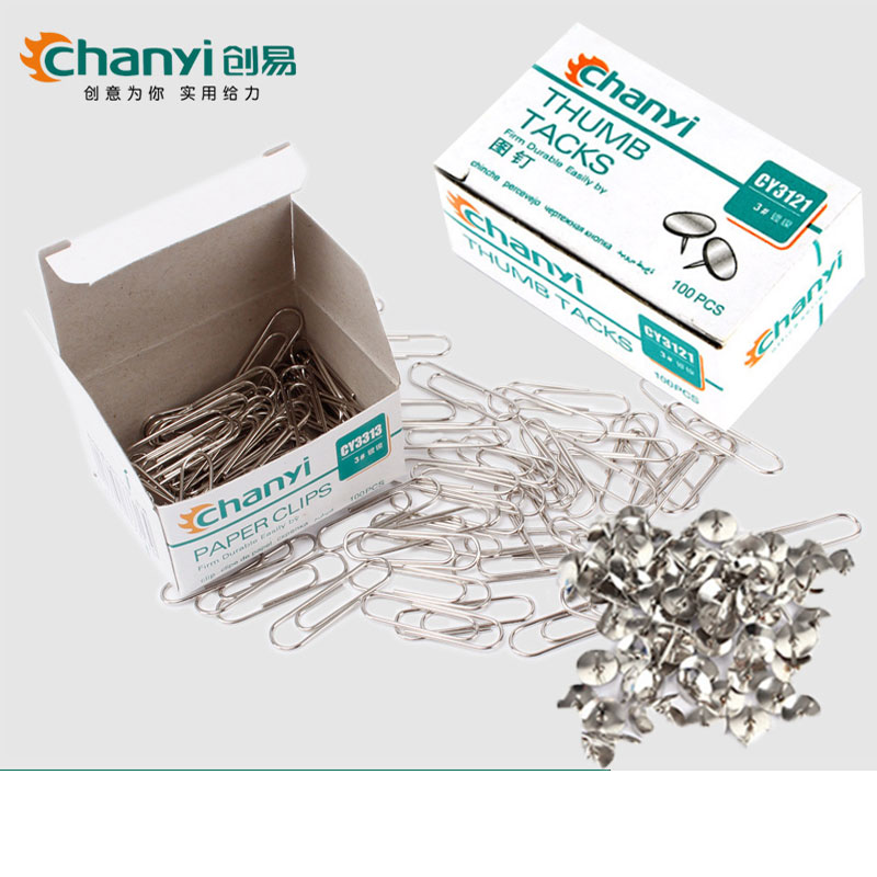 创易CY3313回形针曲别针28MM别针装订用品100个/盒3121图钉