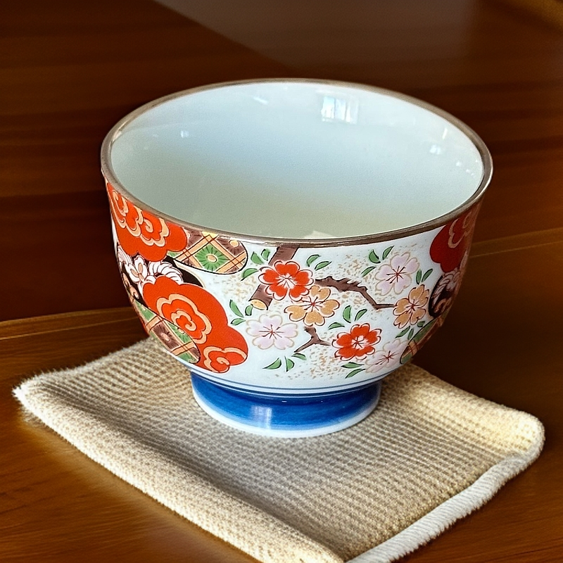 日本进口有田烧功夫茶杯贴花高脚杯子茶具宫廷风喝茶杯小杯子单只