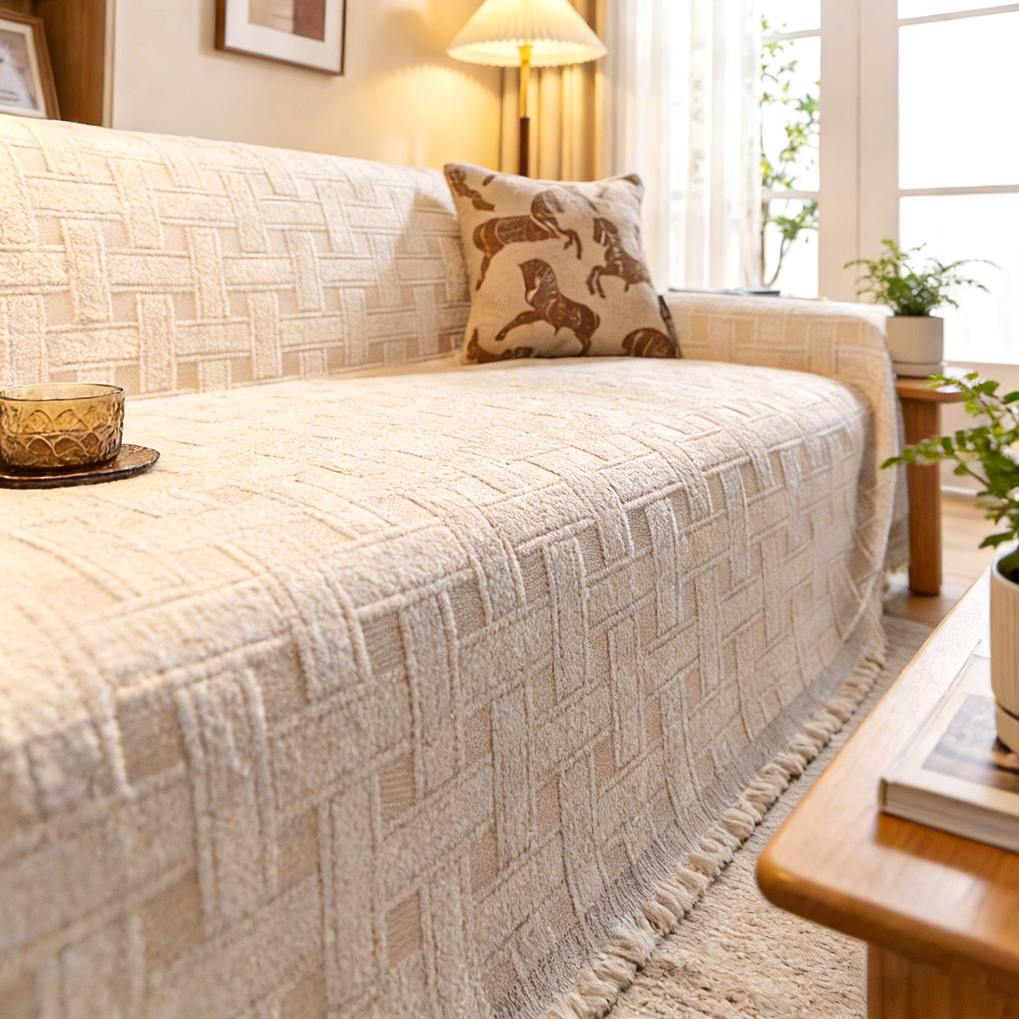 高级感沙发盖布巾2026新款奶油风全包沙发套罩盖布一片式防滑毛毯,居家布艺,沙发套,淘宝优惠券,粉丝福利购,淘宝优惠卷