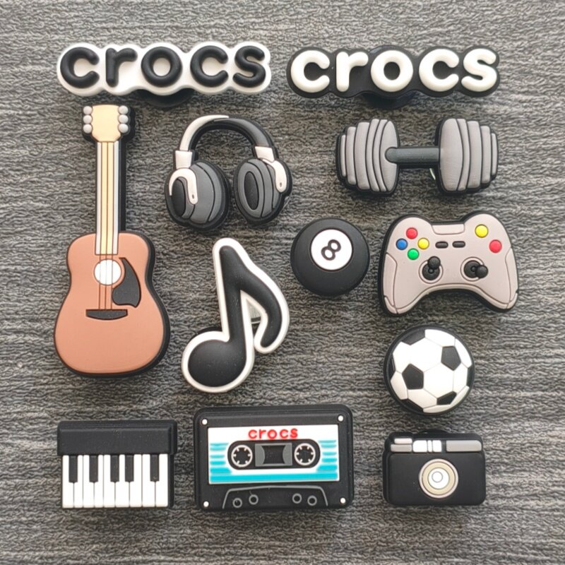 智必星音乐黑8crocs洞洞鞋扣图片