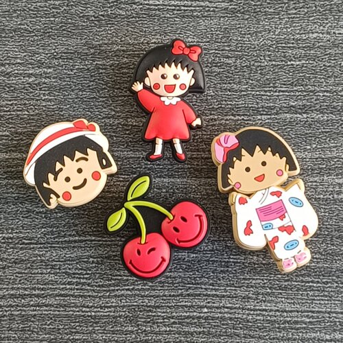 crocs洞洞鞋卡通鞋扣樱桃小丸子