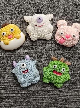 crocs洞洞鞋鞋扣正品配件卡洛驰卡通DIY蓝色大眼睛毛毛怪鞋花装饰