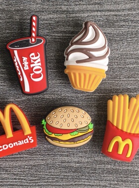 新款洞洞鞋配饰鞋花 可爱卡通个性麦当劳可乐薯条汉堡冰淇淋鞋扣