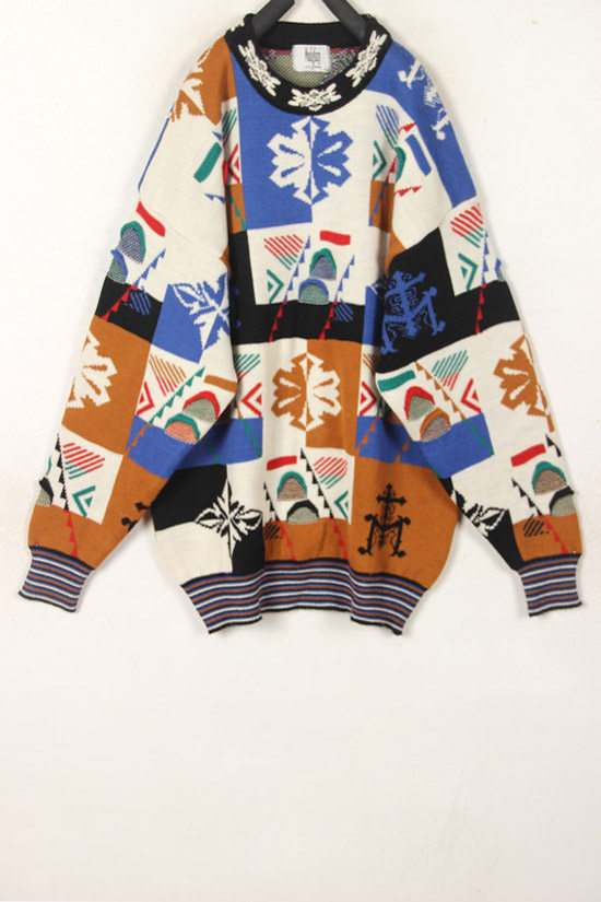 vintage日本制雪花厚实套头毛衣
