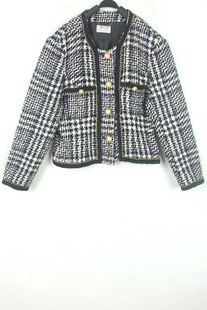 秋冬装 外套 孤品复古着vintage华丽小香风粗花呢金线蕾丝包边西装