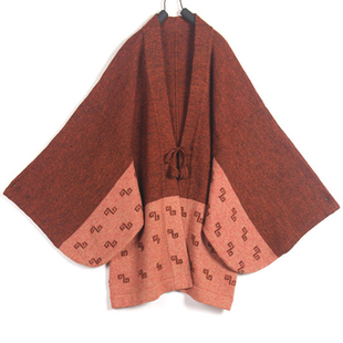 秋冬装孤品复古古着vintage拼色传统纹样刺绣手工羽织和服毛衣