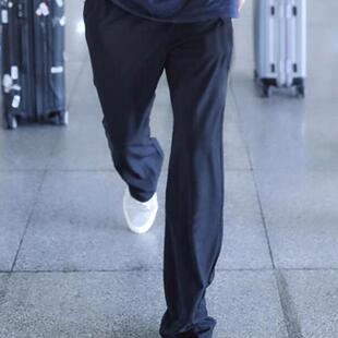 裤 欧货高端黑色西裤 子休闲西服西装 松紧调节扣裤 潮 男宽松直筒长裤