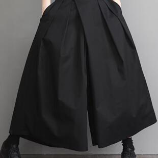 暗黑系高腰西裤 山本风阔腿八分裙裤 男女中性oversize宽松大档垮裤
