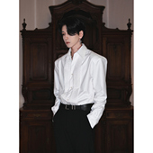 男宫廷风宽松长袖 法式 贵族褶皱设计感衬衫 艺术生风琴礼服白衬衣潮