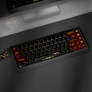 JSJT黑金曼陀罗键帽原厂PBT 鎏金工艺适配61 mu68made68