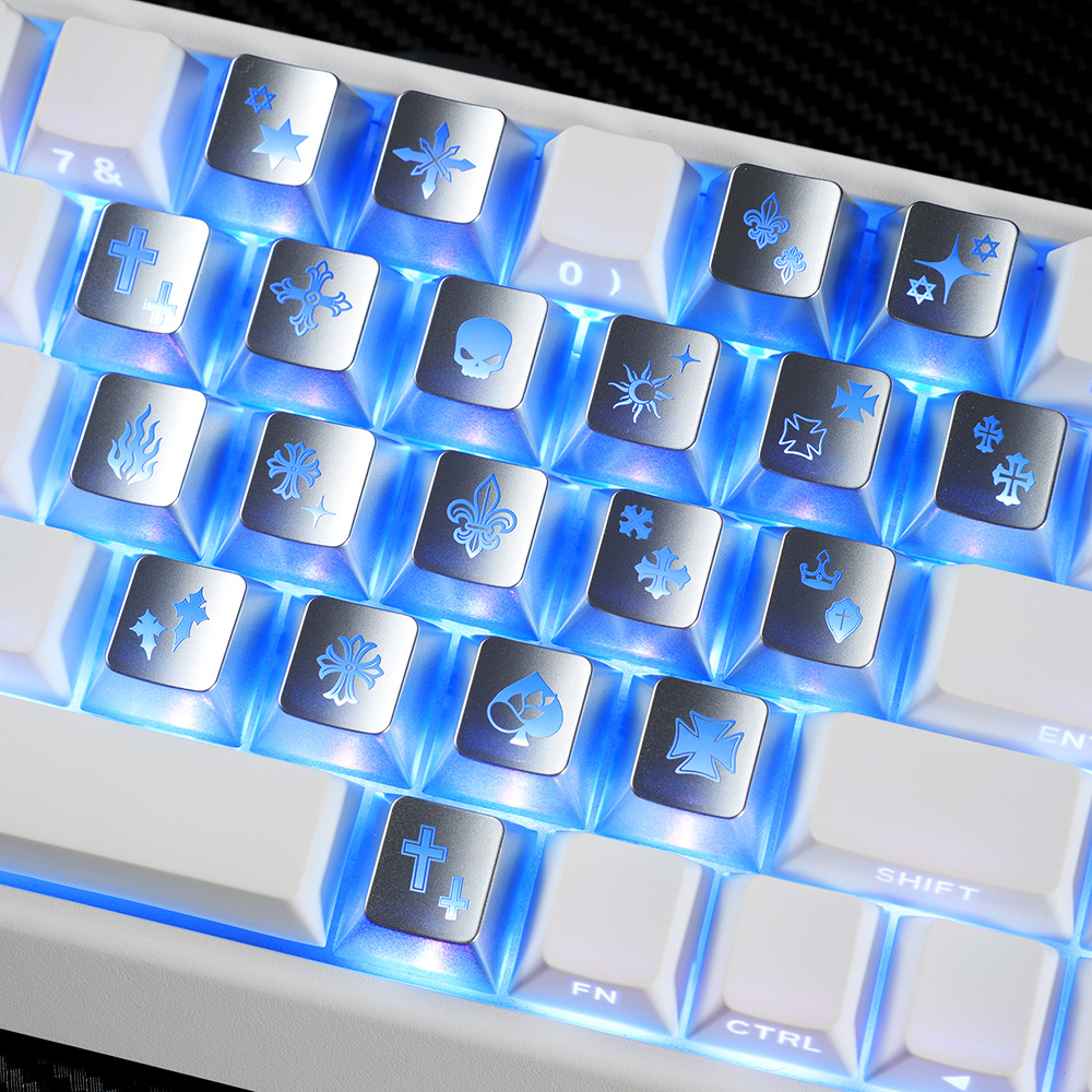 克罗心爱心键帽银色原厂透光PC加厚适配磁轴客制化键盘DIY素材