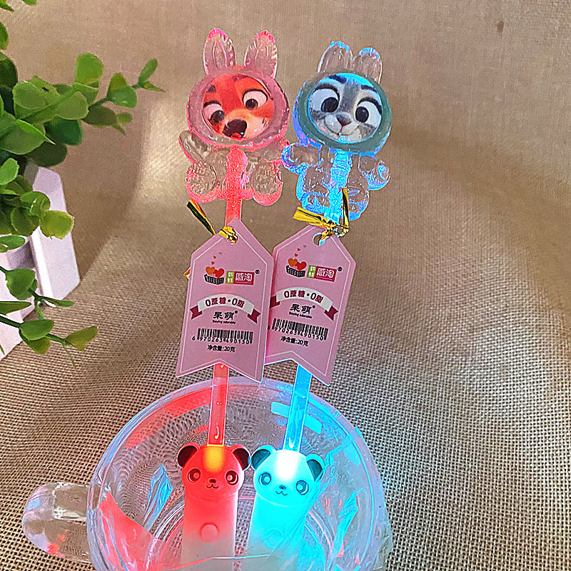 水晶发光闪光疯狂动物城棒棒糖兔朱迪狐尼克卡通糖果儿童礼物电影