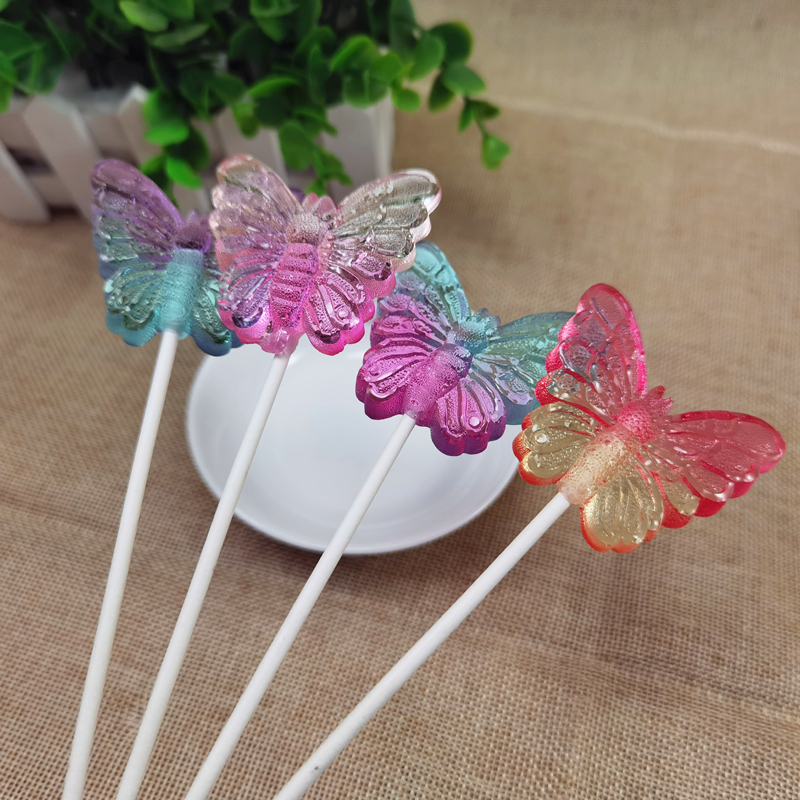 水晶棒棒糖儿童节礼物糖果礼品宝宝无糖棒糖0蔗糖耐吃零食蝴蝶型