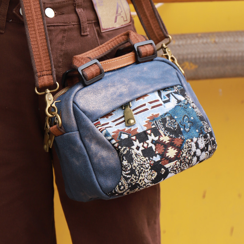 轻便多夹层手提包外出通勤撞色女包大容量休闲刺绣拉链牛仔斜挎包,箱包皮具/热销女包/男包,小方包,淘宝优惠券,粉丝福利购,淘宝优惠卷