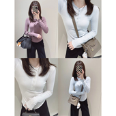 长袖 打底衫 tee 显瘦显身材亨利领修身 柔软亲肤好穿