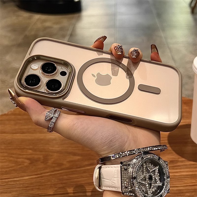 灰色金属镜头磁吸苹果16promax手机壳新款苹果16pro套iphone16高级感苹果15pc苹果13防摔14全包12女男适用11