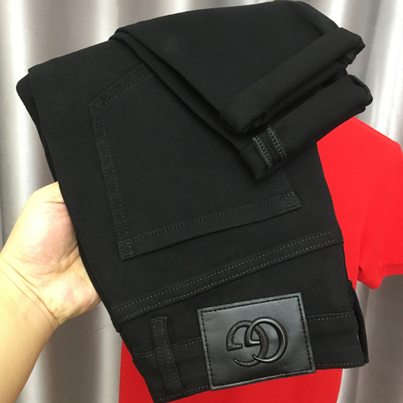 ZERODEGREENORTH  퓨어 블랙 진 남성용 슬림핏 하이엔드 올매치 패션 스트레치 팬츠