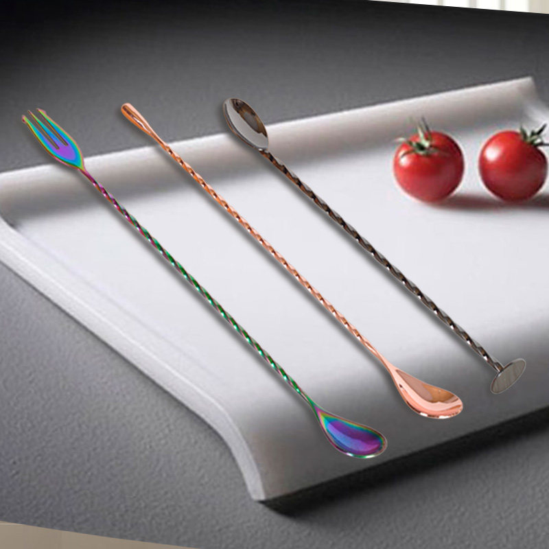 不锈钢小长柄搅拌勺子 创意吧台咖啡鸡尾酒果汁调酒加长调味勺子