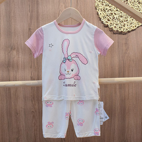 木木乐婴儿衣服夏薄款宝宝短袖套装儿童女童莫代尔睡衣半袖家居服