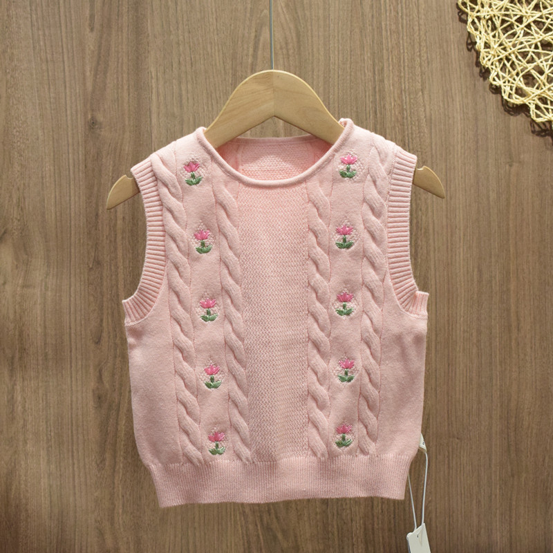 可米卡奇女童婴儿针织马甲春秋儿童毛线衣背心女宝宝外穿洋气坎肩
