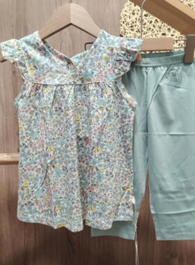 小袋鼠希瑞夏季女童套装儿童无袖两件套宝宝洋气外出背心打底裤