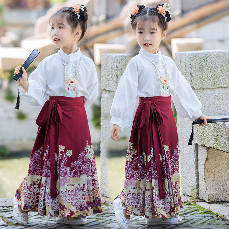 夏天马面裙女童夏季古风夏款儿童女孩汉服明制超仙裙子中国风唐装