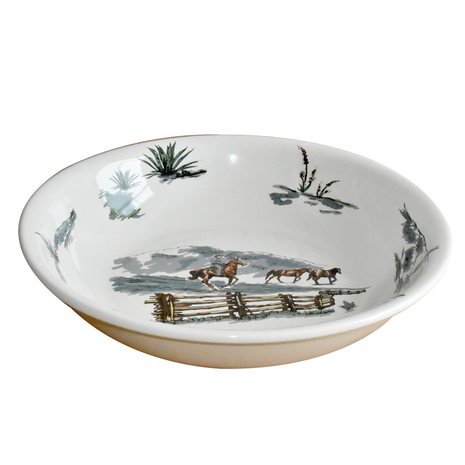 美式乡村牛仔盘子外贸原单精美深盘水果点心料理装饰摆盘家用大盘