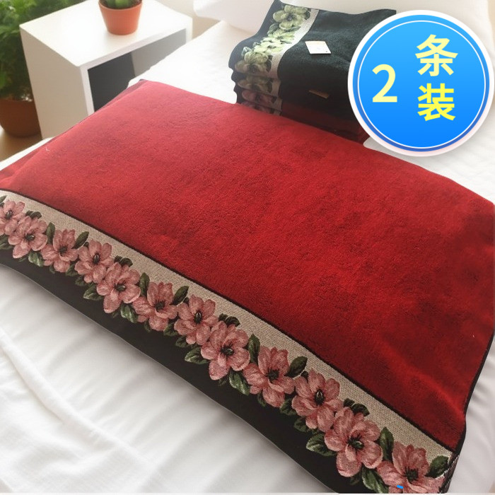 金号枕巾 纯棉柔软富贵牡丹花 婚庆情侣款 大红色s2007包邮