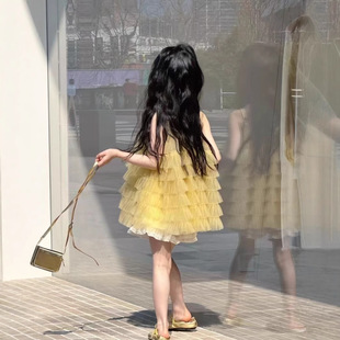 新款 女孩海邊度假 蛋糕裙吊帶連衣裙公主裙中小童春夏季 女童韓版